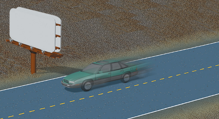 Stop counting when the front bumper reaches the stationary object.