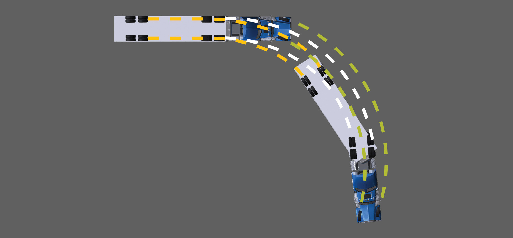 How a truck and trailer track differently