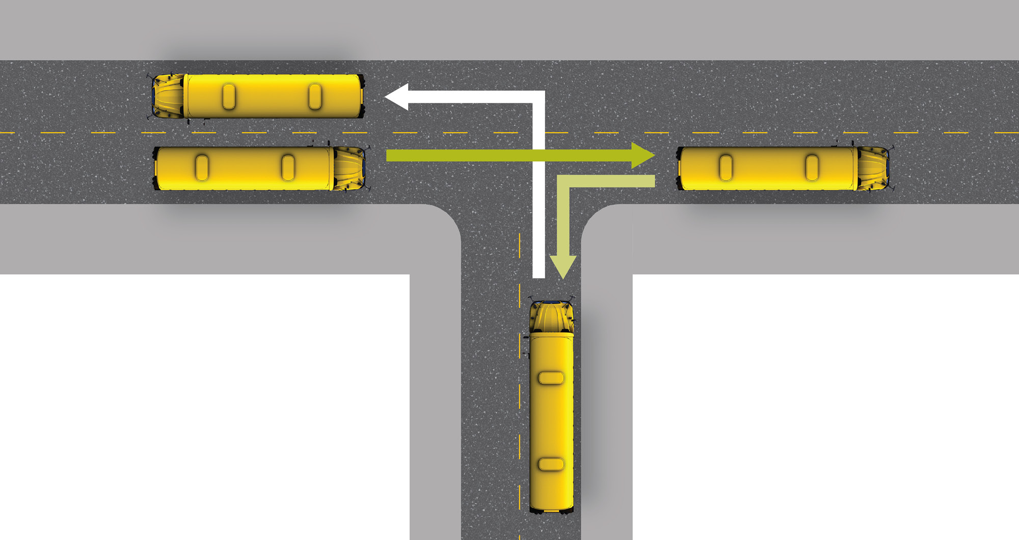 The track a bus should follow when executing a two-point turn